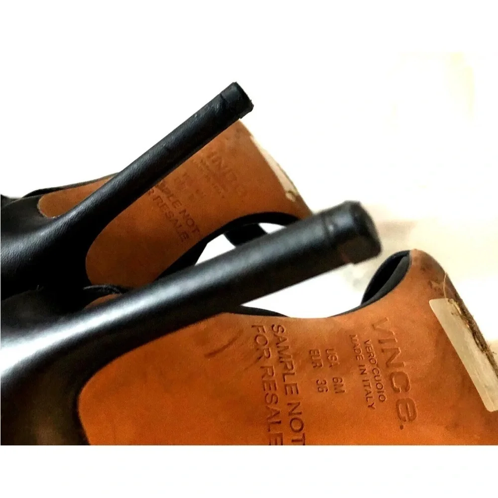 Vince Ankle Stretch Cuff Open Toe Stiletto Sandals Black Size 6 Sample Sale